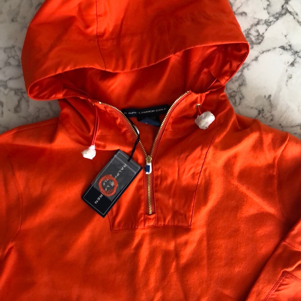 Ralph Lauren Golf hooded sweater 1/4 zip, L, New